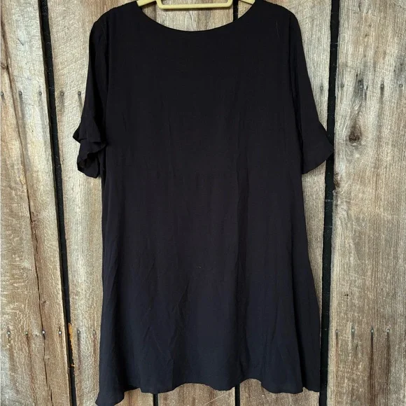 Blue Rain Black Boho Mini Dress L | Lined, Button Detail - Picture 3 of 10